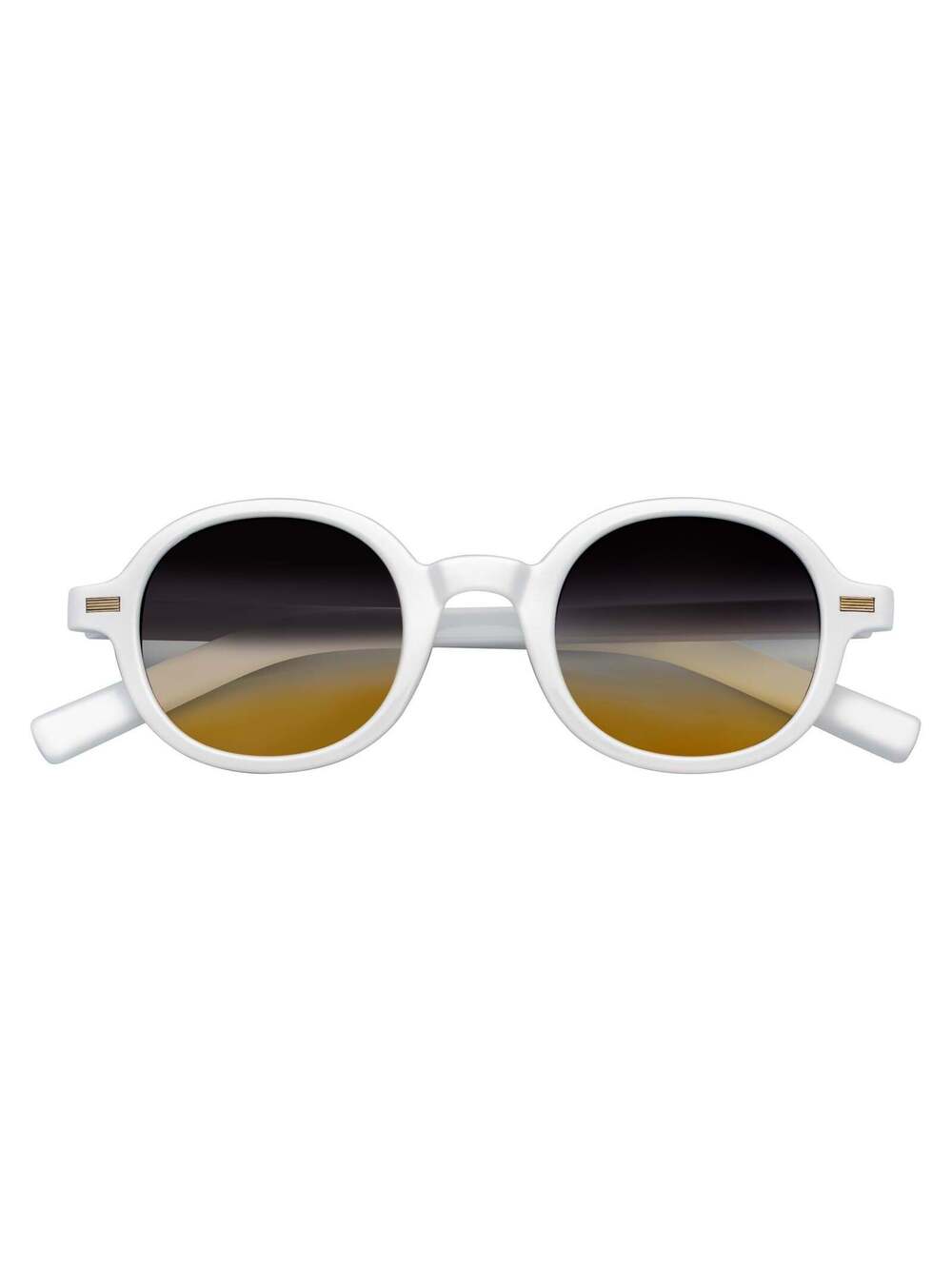 BARON - Small Round Sunglasses White Smoke-Amber Fade